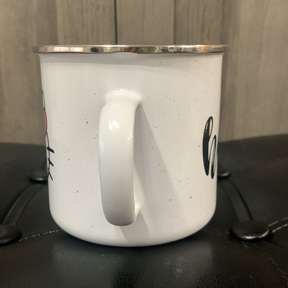 New Hello Kitty Face In Pink Bow White Metal Campers Coffee Mug By Sanrio - Picture 6 of 8